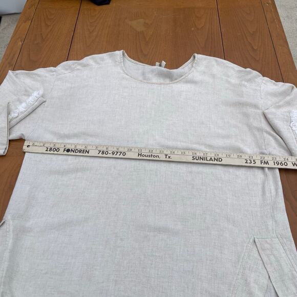 Umgee Women M Linen Blend Tunic Top Minimal ResortWear Lagenlook Coastal Grandma - Picture 3 of 7